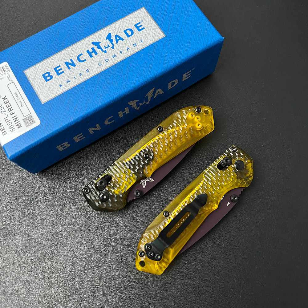 Benchmade Mini Freek 565PL-2501 Folding Knife – Hammered Transparent PEI Handle