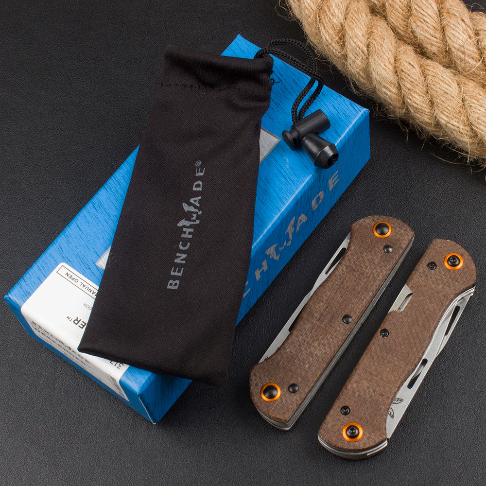 Benchmade 317 EDC Folding Knife – Brown Linen Micarta