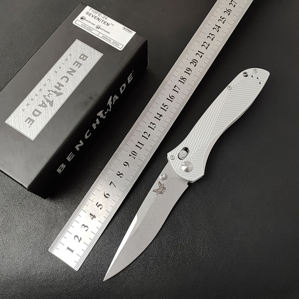 Benchmade 710 Folding Knife, White Aluminum Handle
