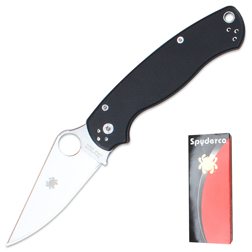 Spyderco C81 Folding Knife – Portable Fruit/Utility Knife, Outdoor Camping Tool, G10 Handle, Ball-Bearing Pivot, EDC Tool