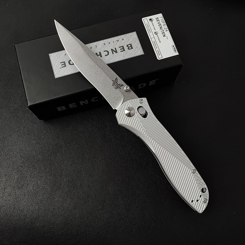 Benchmade 710 Folding Knife, White Aluminum Handle