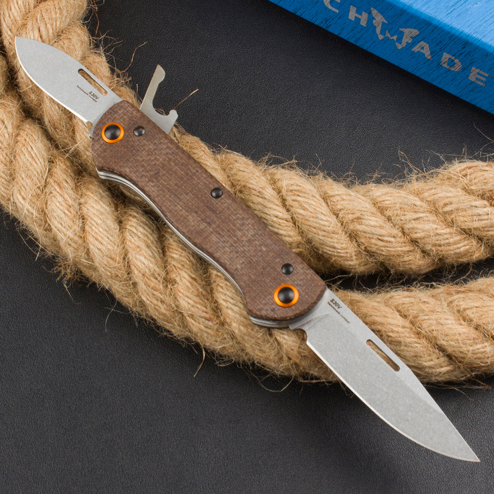 Benchmade 317 EDC Folding Knife – Brown Linen Micarta
