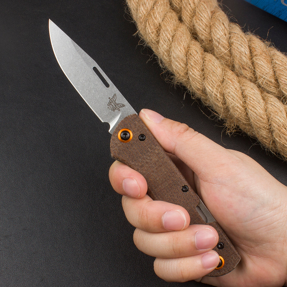 Benchmade 317 EDC Folding Knife – Brown Linen Micarta