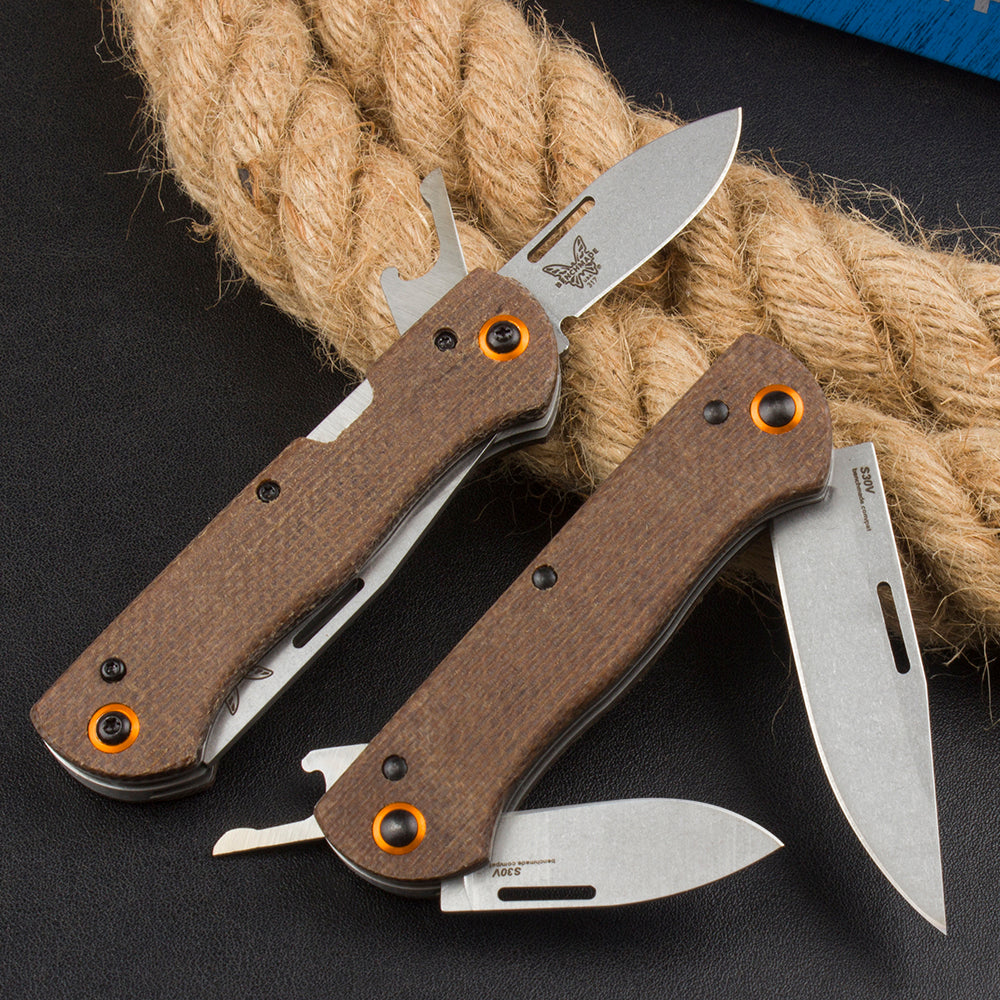 Benchmade 317 EDC Folding Knife – Brown Linen Micarta