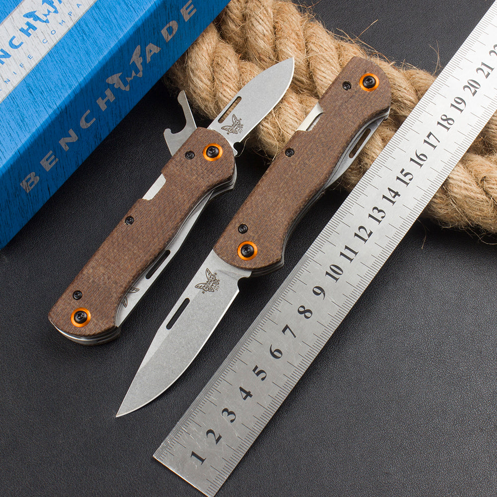 Benchmade 317 EDC Folding Knife – Brown Linen Micarta