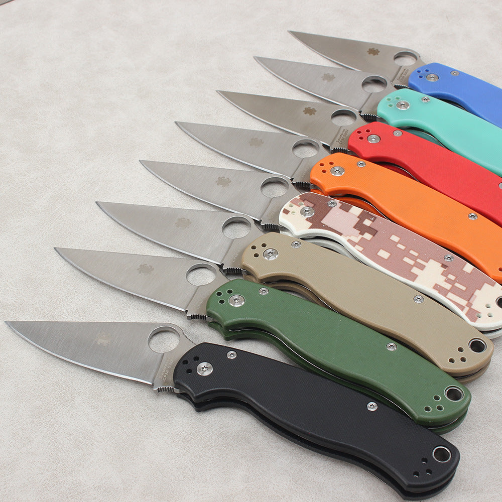 Spyderco C81 Folding Knife – Portable Fruit/Utility Knife, Outdoor Camping Tool, G10 Handle, Ball-Bearing Pivot, EDC Tool