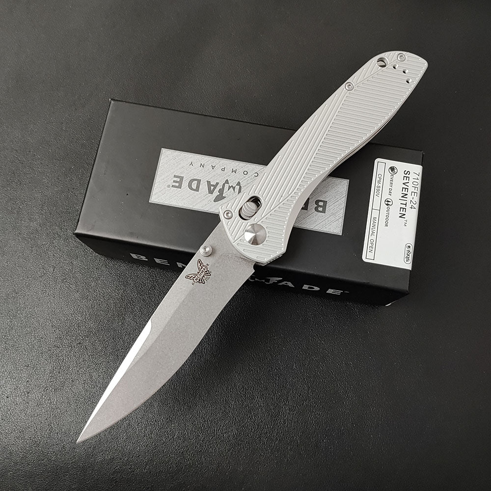 Benchmade 710 Folding Knife, White Aluminum Handle
