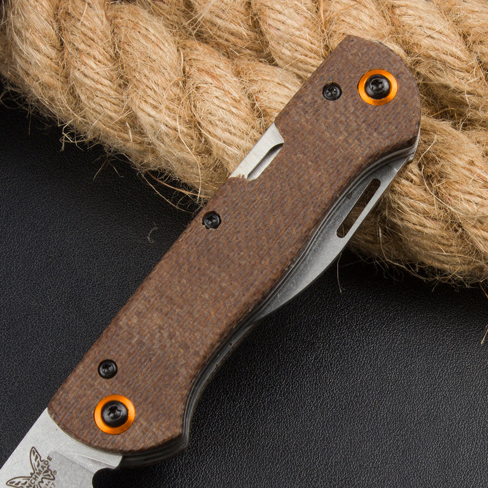 Benchmade 317 EDC Folding Knife – Brown Linen Micarta