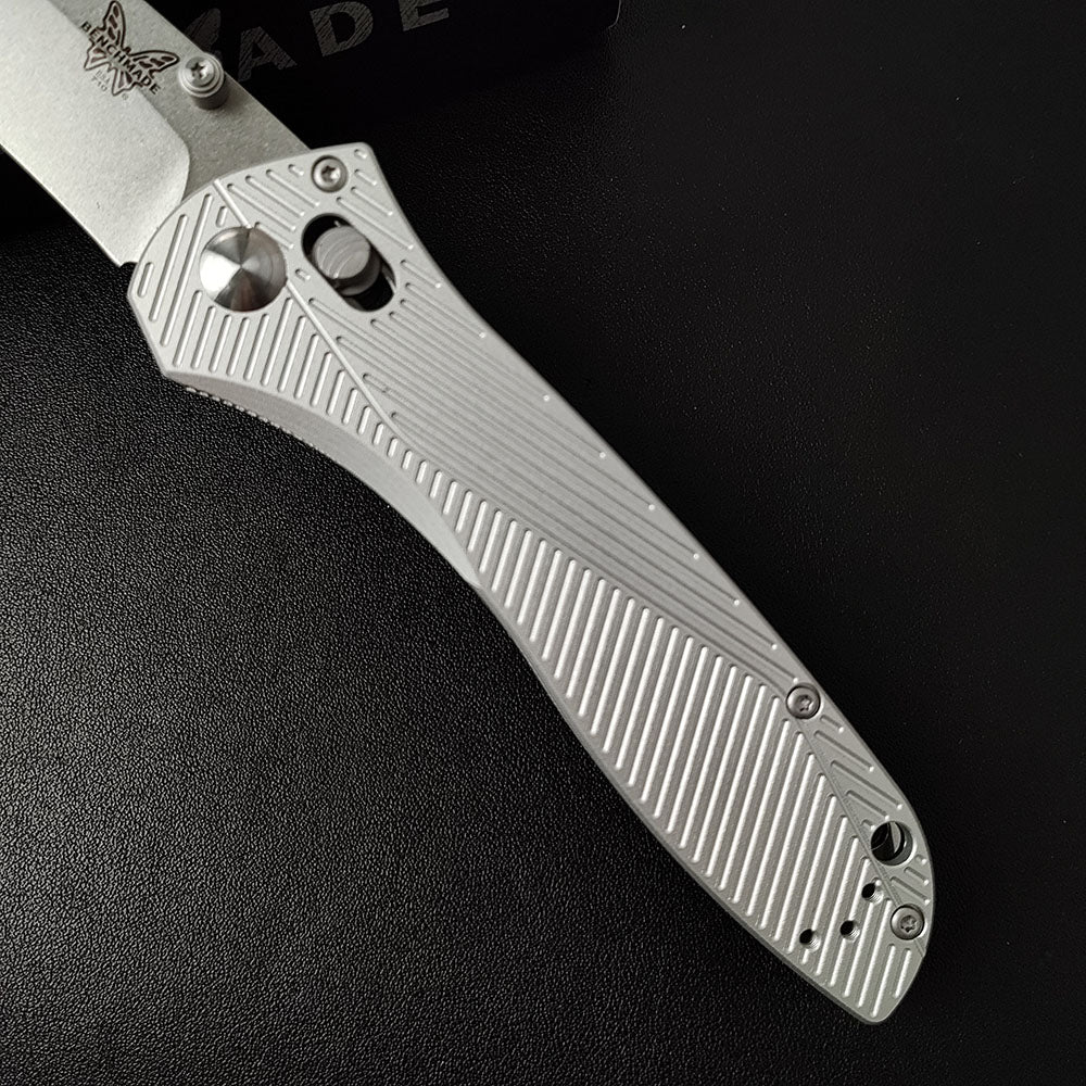 Benchmade 710 Folding Knife, White Aluminum Handle