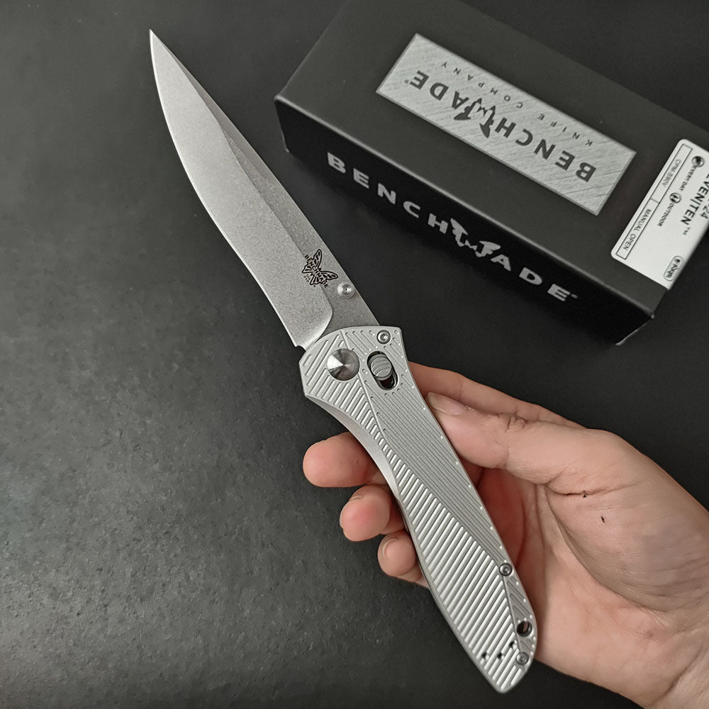 Benchmade 710 Folding Knife, White Aluminum Handle