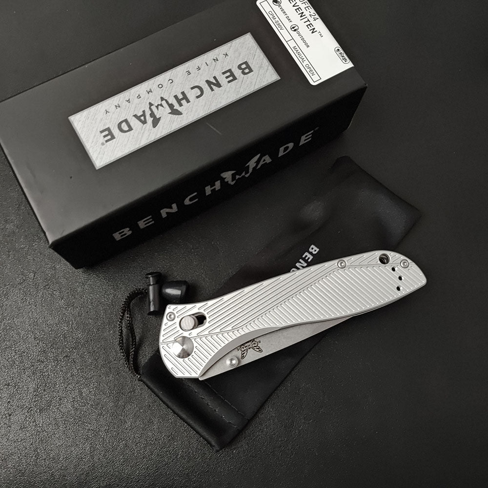 Benchmade 710 Folding Knife, White Aluminum Handle